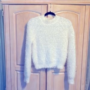 White, Fluffy, Ladies size Small Sweater.